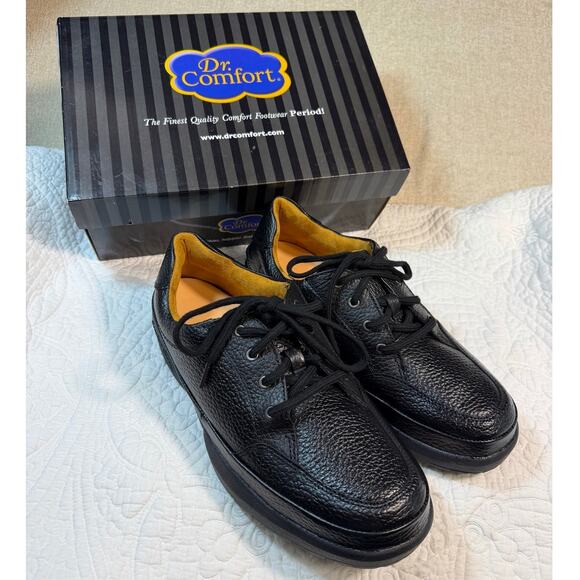 NWT Dr. Comfort Men 10.5 Black Justin Pebbled Leather Lace Up Walking Shoes main image 4